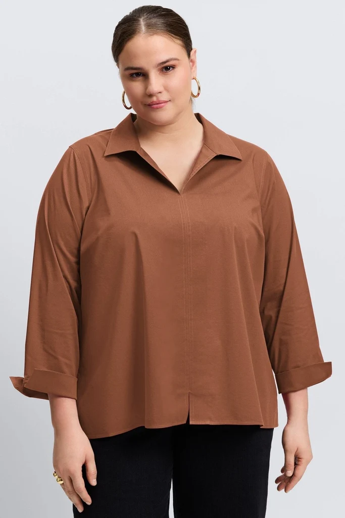 Agnes Plus No Iron Stretch Long Sleeve Popover Shirt - Image 25
