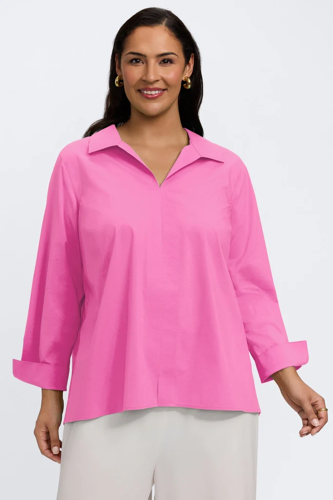 Agnes Plus No Iron Stretch Long Sleeve Popover Shirt - Image 5
