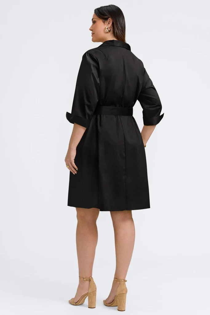 Agnes Plus Stretch Matte Sateen 3/4 Sleeve Dress - Image 10