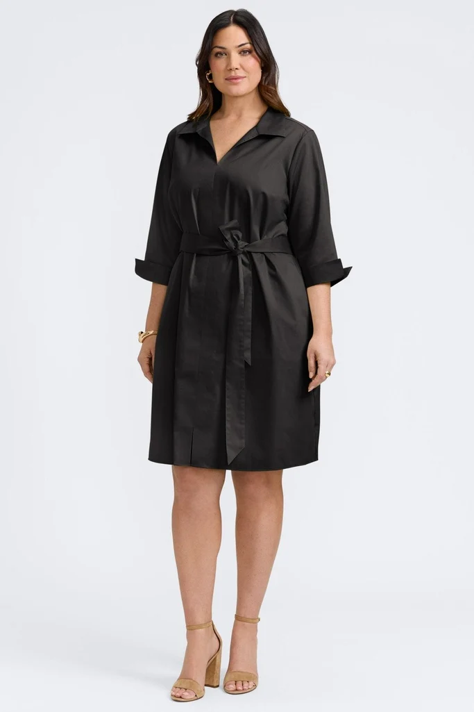 Agnes Plus Stretch Matte Sateen 3/4 Sleeve Dress - Image 11