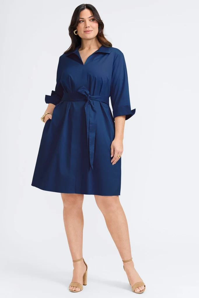 Agnes Plus Stretch Matte Sateen 3/4 Sleeve Dress - Image 12