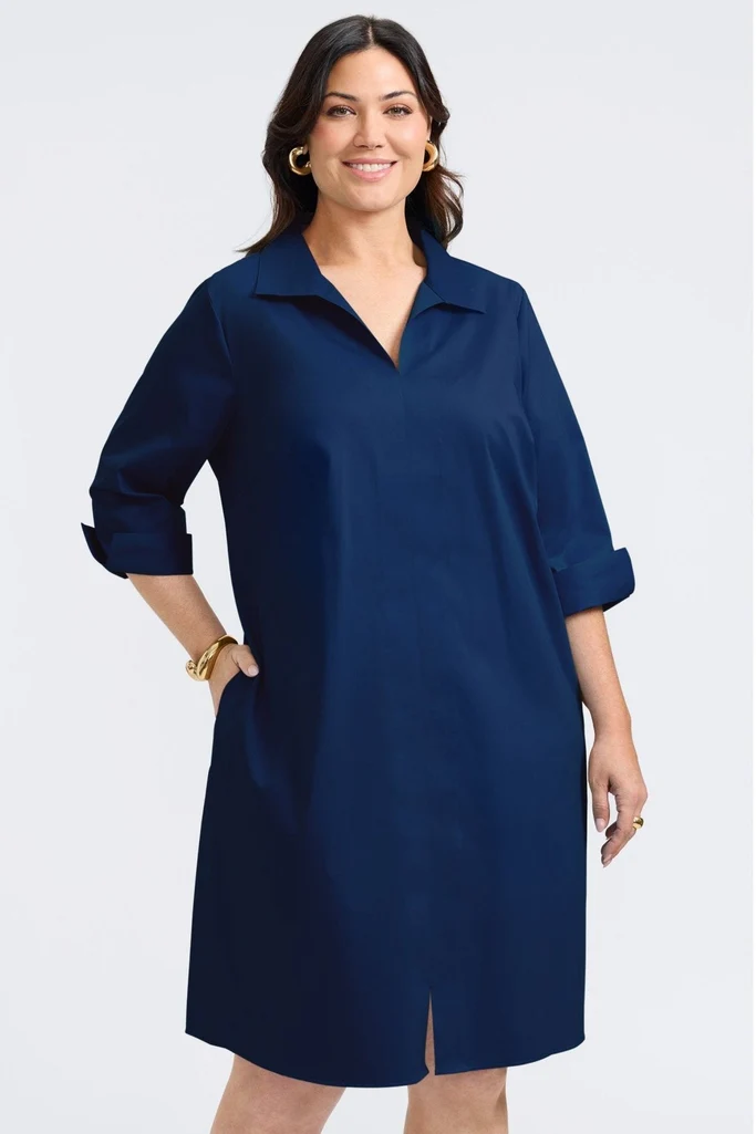 Agnes Plus Stretch Matte Sateen 3/4 Sleeve Dress - Image 13
