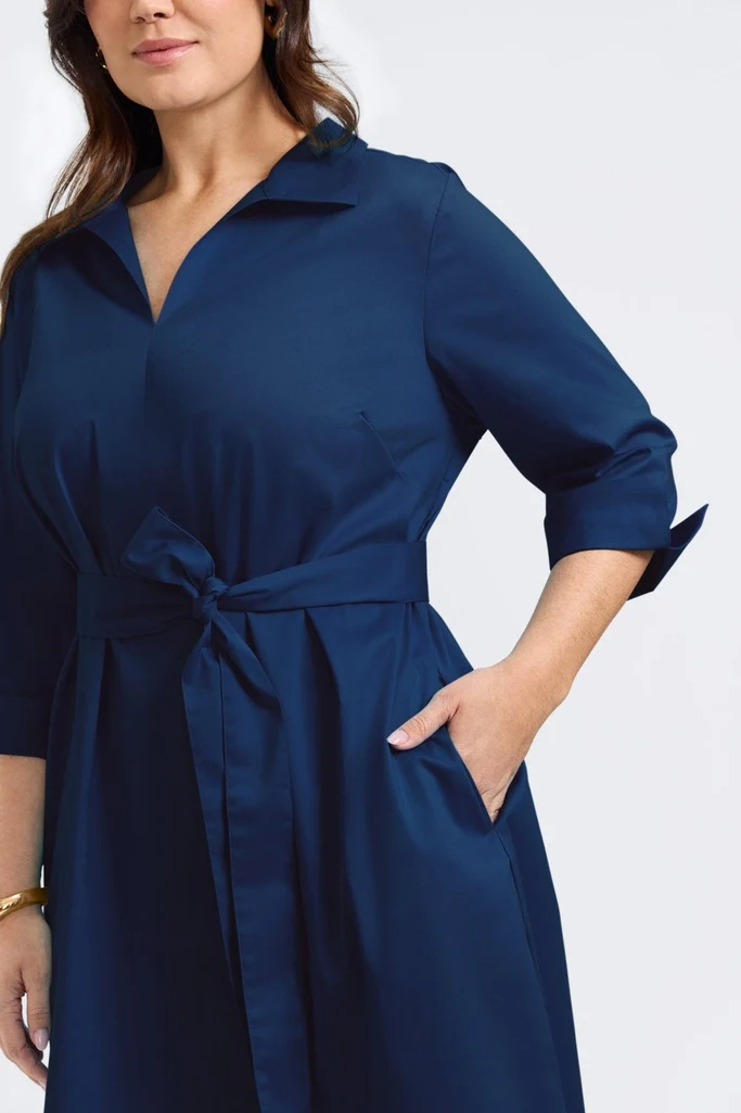 Agnes Plus Stretch Matte Sateen 3/4 Sleeve Dress - Image 14