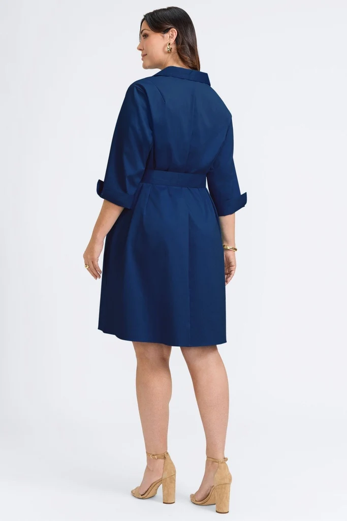 Agnes Plus Stretch Matte Sateen 3/4 Sleeve Dress - Image 16