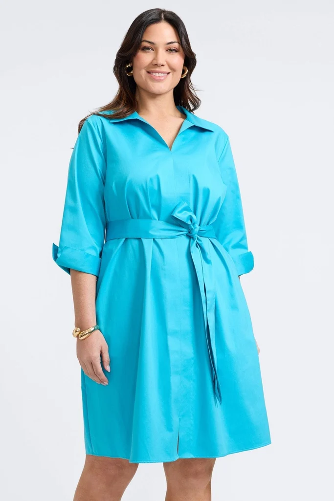 Agnes Plus Stretch Matte Sateen 3/4 Sleeve Dress - Image 17