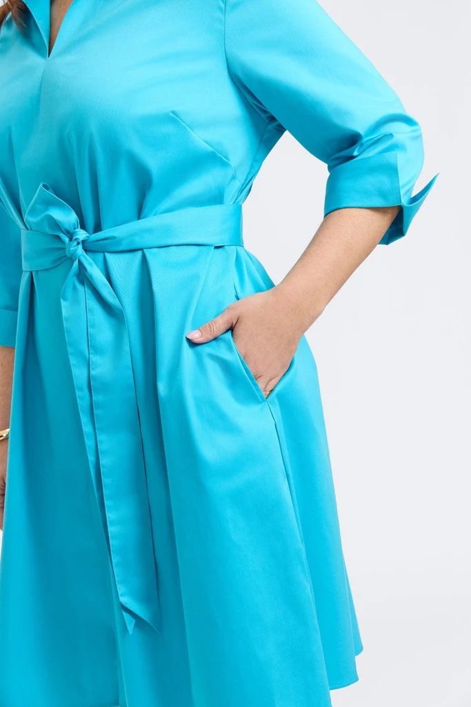 Agnes Plus Stretch Matte Sateen 3/4 Sleeve Dress - Image 19