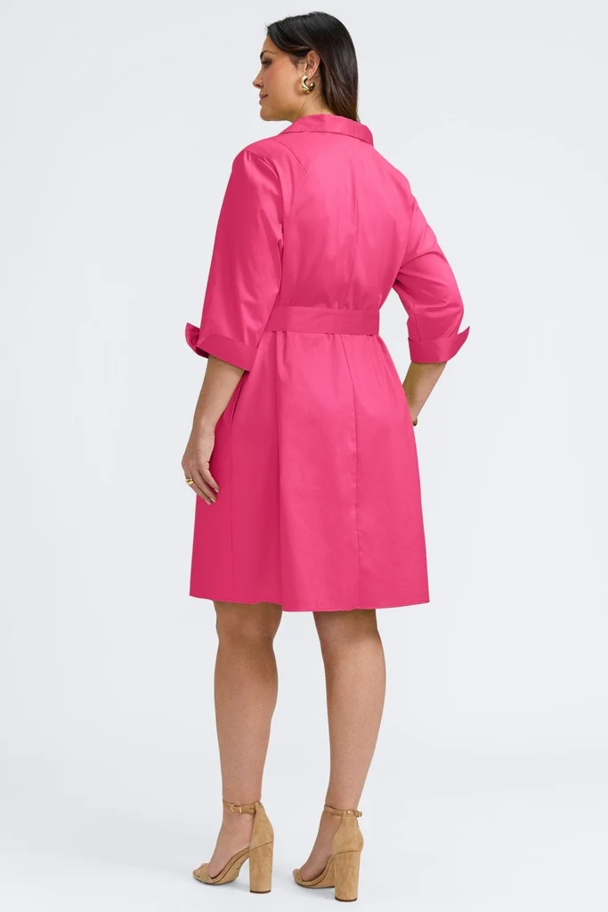 Agnes Plus Stretch Matte Sateen 3/4 Sleeve Dress - Image 5