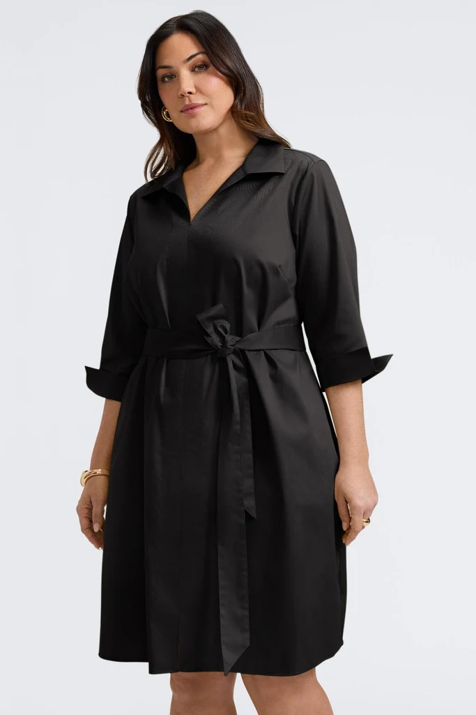 Agnes Plus Stretch Matte Sateen 3/4 Sleeve Dress - Image 6