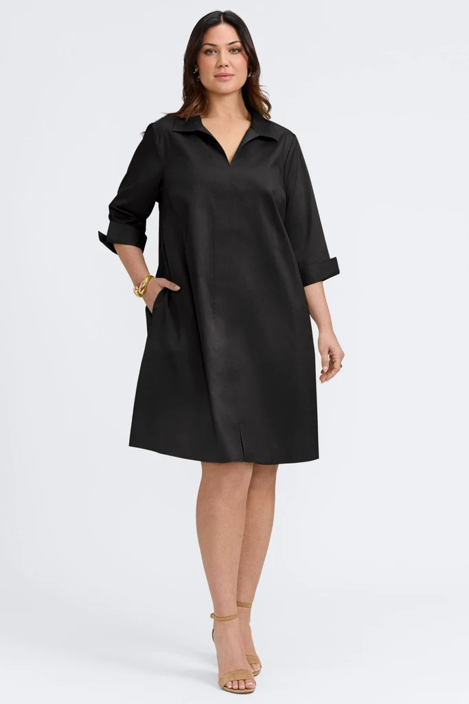 Agnes Plus Stretch Matte Sateen 3/4 Sleeve Dress - Image 7