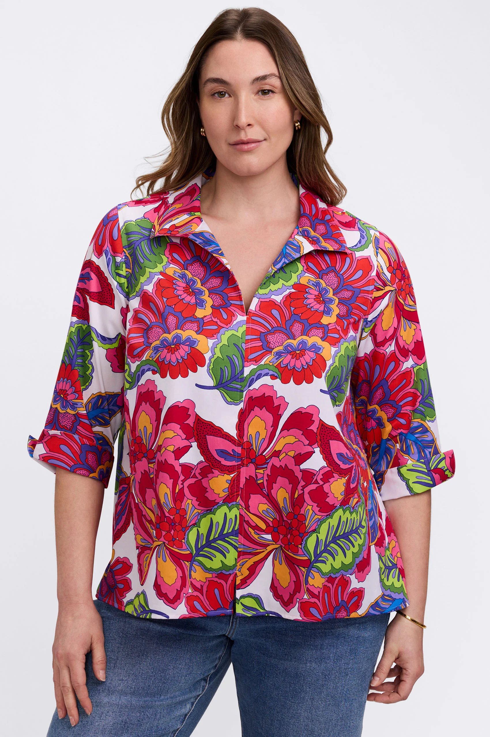 Agnes Plus Paradise Blooms 3/4 Sleeve Shirt - Image 3