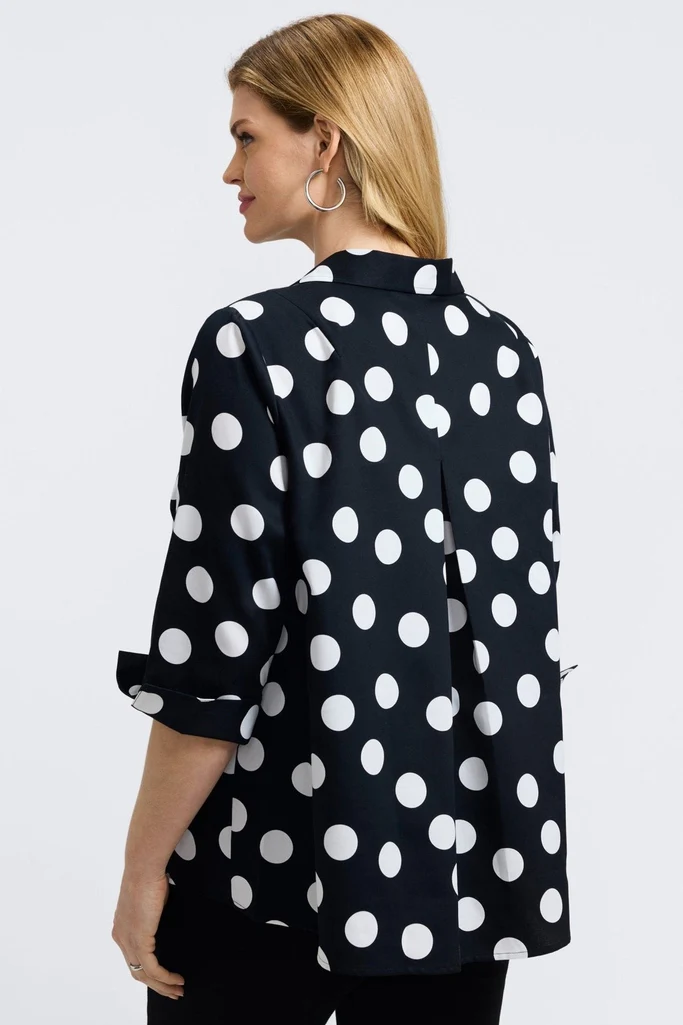 Agnes Plus Polka Dot 3/4 Sleeve Popover Shirt - Image 11