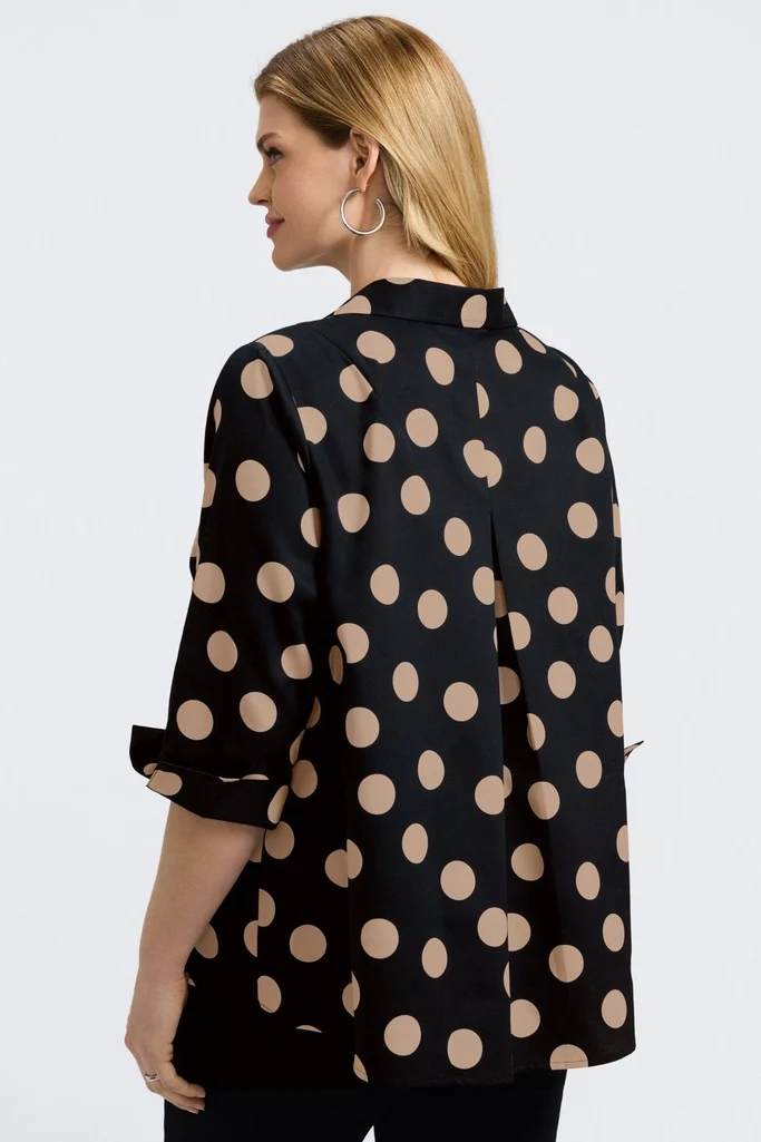 Agnes Plus Polka Dot 3/4 Sleeve Popover Shirt - Image 3
