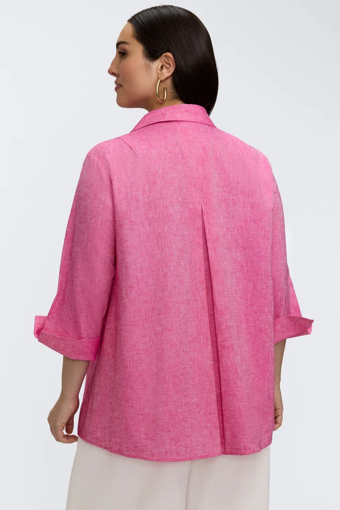 Agnes Plus Solid Linen 3/4 Sleeve Shirt - Image 10