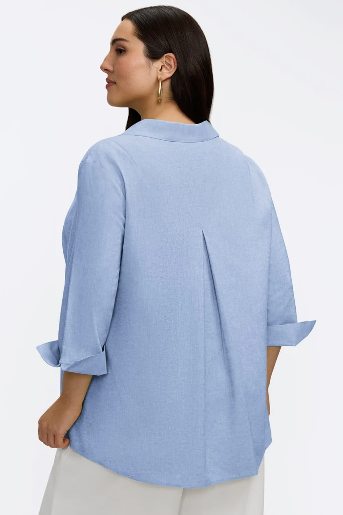 Agnes Plus Solid Linen 3/4 Sleeve Shirt - Image 4