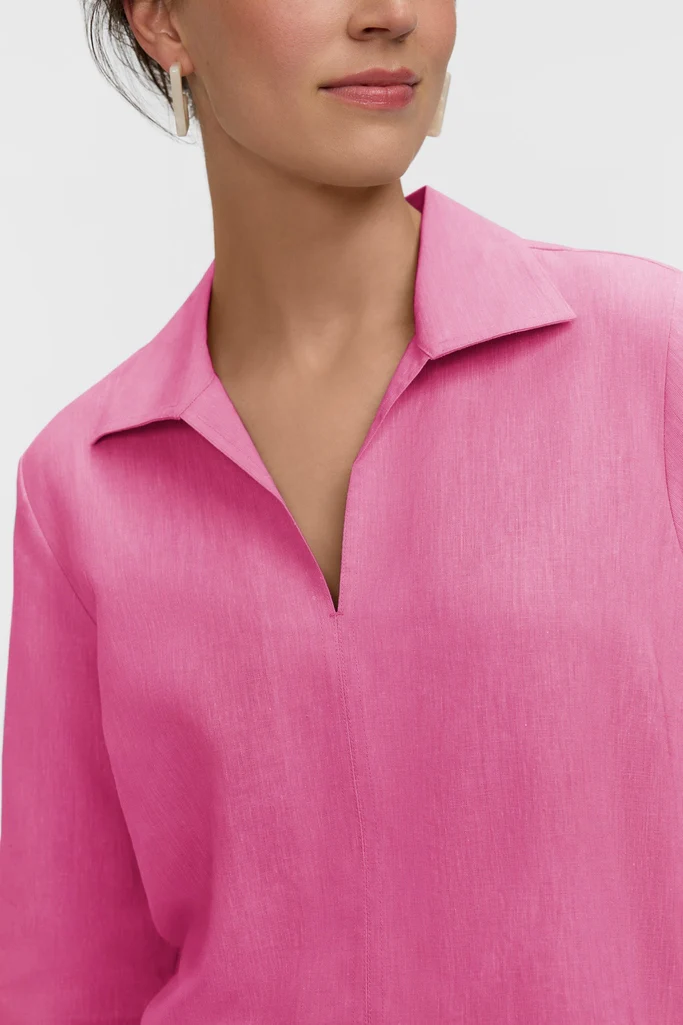 Agnes Plus Solid Linen 3/4 Sleeve Shirt - Image 9