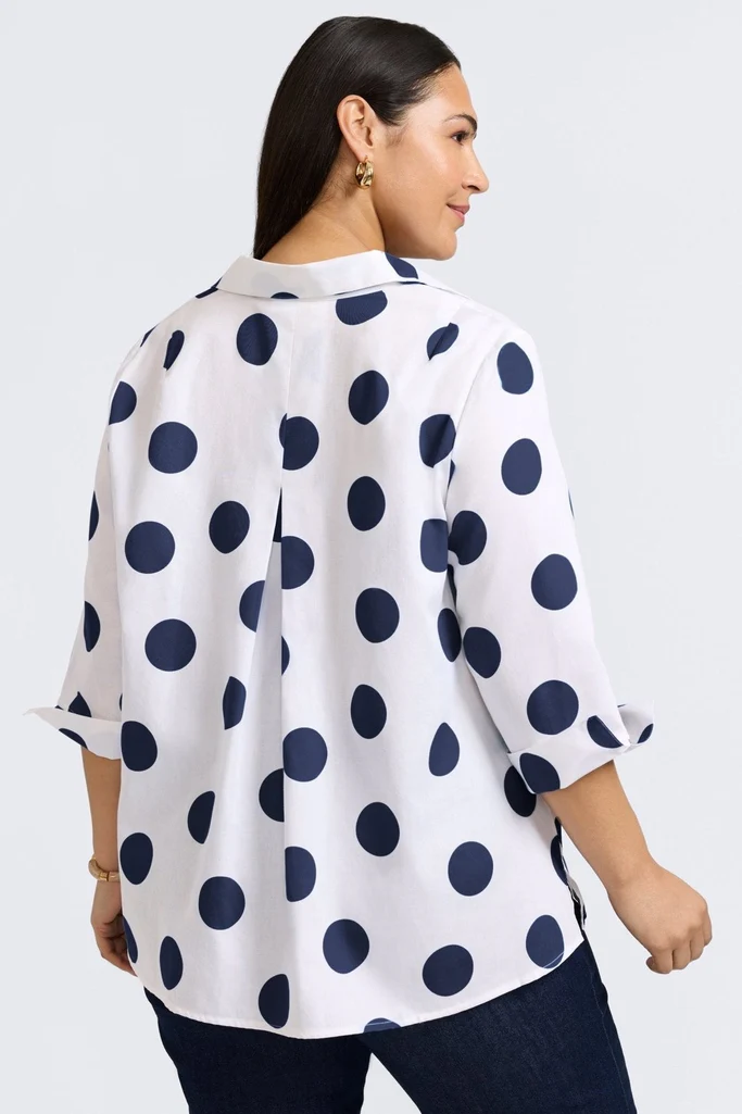 Agnes Plus Springtime Dot 3/4 Sleeve Popover Shirt - Image 11