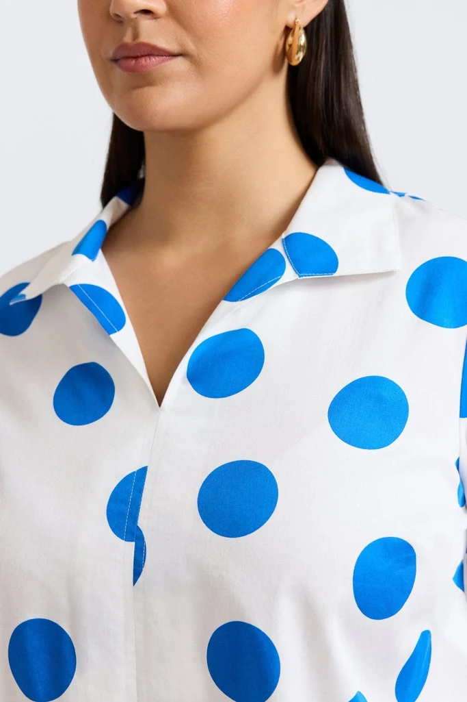 Agnes Plus Springtime Dot 3/4 Sleeve Popover Shirt - Image 13