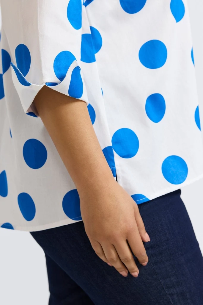 Agnes Plus Springtime Dot 3/4 Sleeve Popover Shirt - Image 15