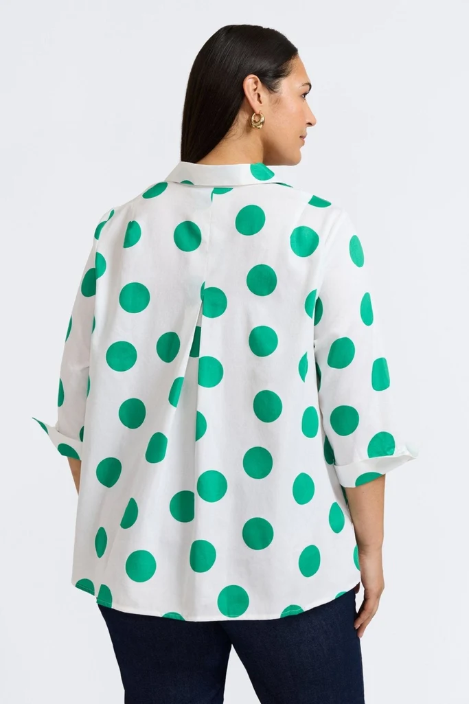 Agnes Plus Springtime Dot 3/4 Sleeve Popover Shirt - Image 4