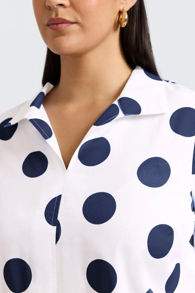 Agnes Plus Springtime Dot 3/4 Sleeve Popover Shirt - Image 8