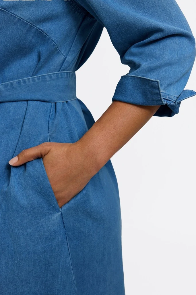 Agnes Plus Tencel® Denim 3/4 Sleeve Dress - Image 3