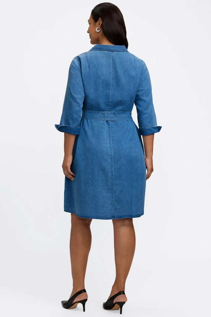 Agnes Plus Tencel® Denim 3/4 Sleeve Dress - Image 5