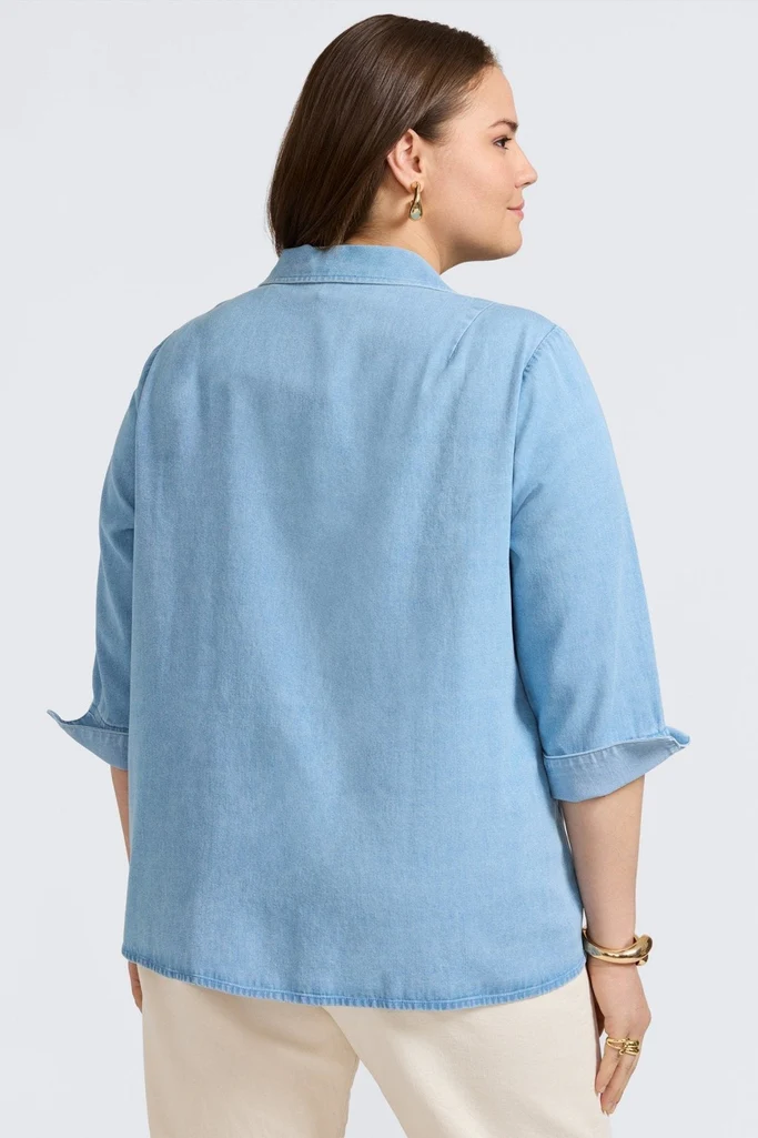 Agnes Plus Tencel® Denim 3/4 Sleeve Popover Shirt - Image 12