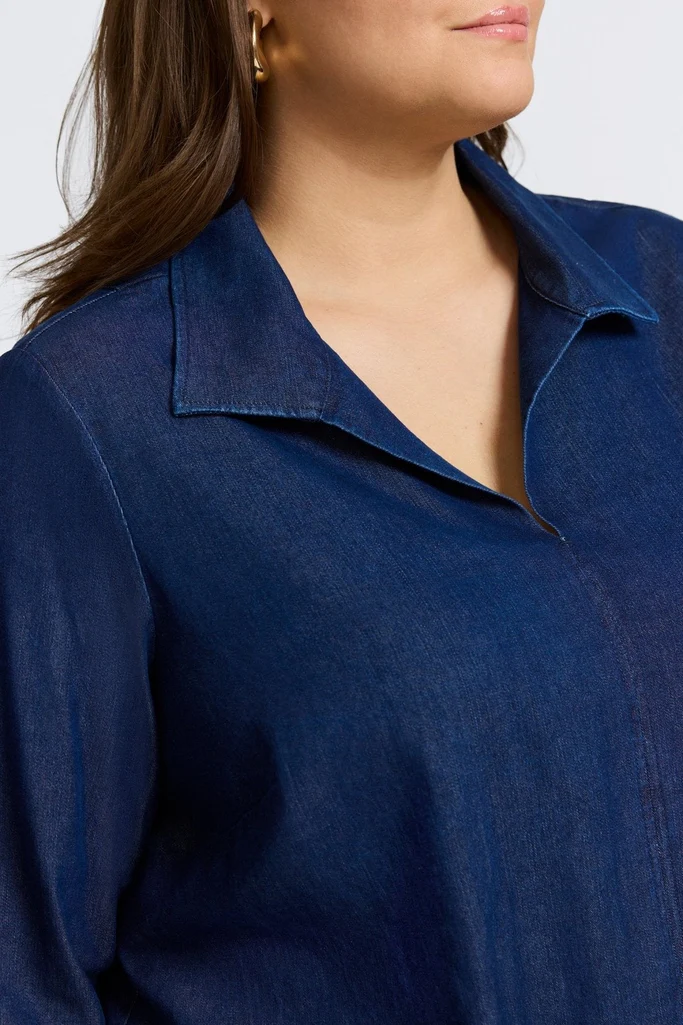 Agnes Plus Tencel® Denim 3/4 Sleeve Popover Shirt - Image 15
