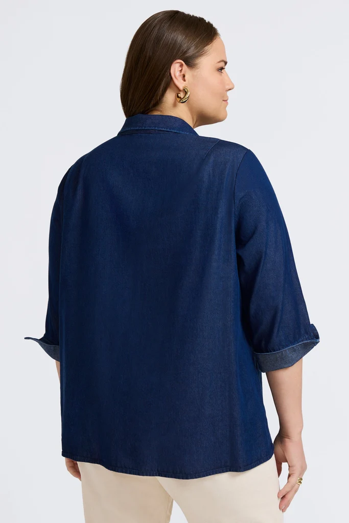 Agnes Plus Tencel® Denim 3/4 Sleeve Popover Shirt - Image 17