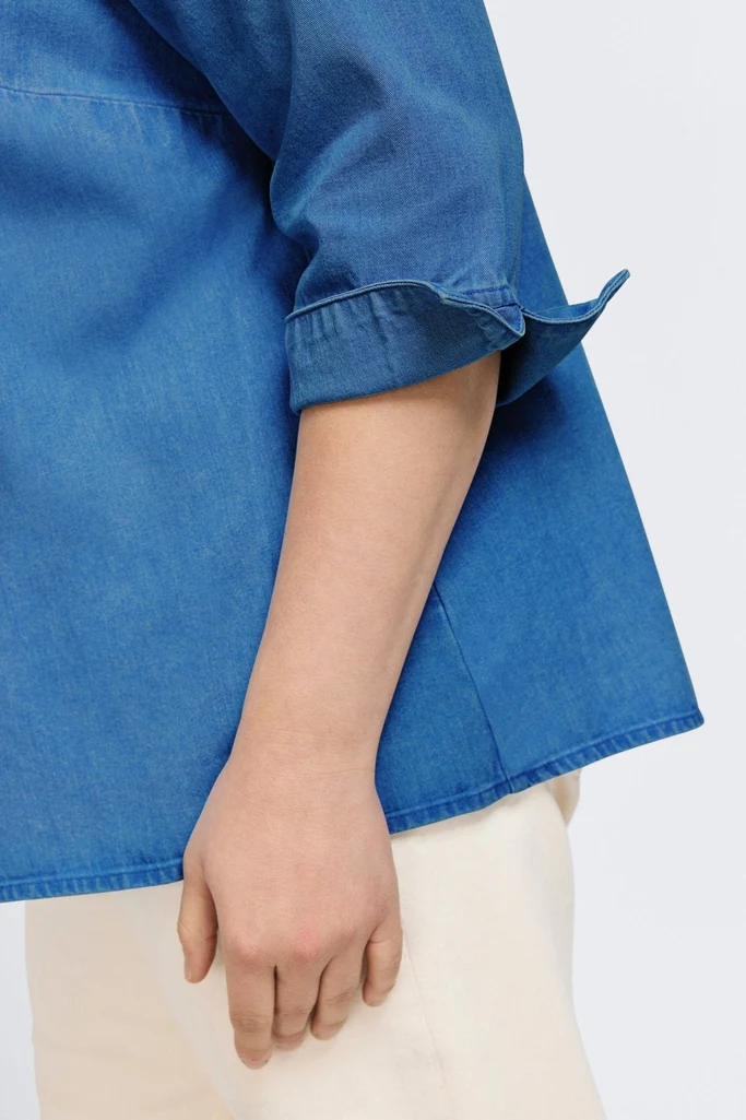 Agnes Plus Tencel® Denim 3/4 Sleeve Popover Shirt - Image 4