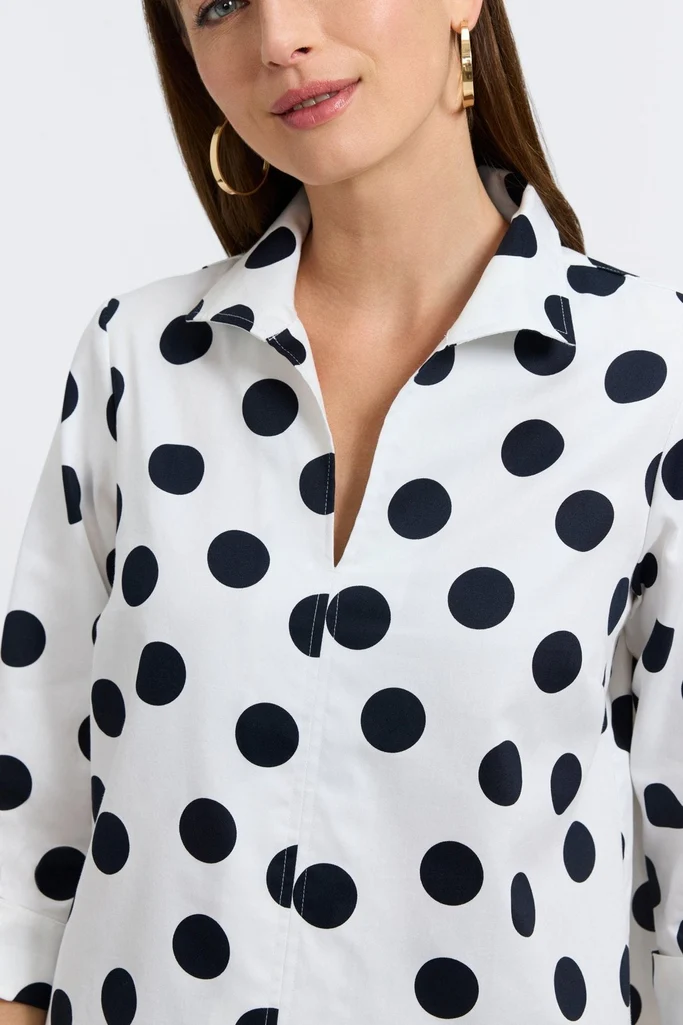 Agnes Polka Dot 3/4 Sleeve Popover Shirt - Image 10