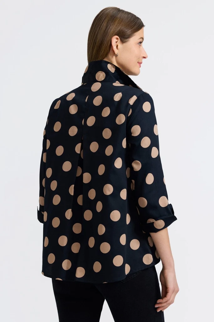 Agnes Polka Dot 3/4 Sleeve Popover Shirt - Image 4