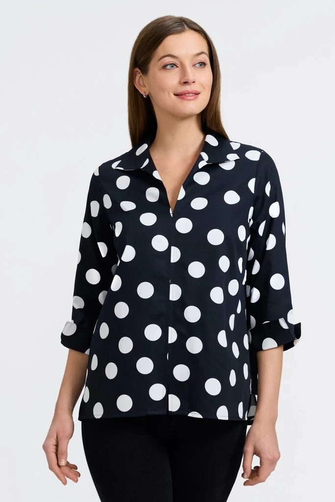 Agnes Polka Dot 3/4 Sleeve Popover Shirt - Image 5