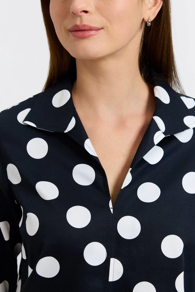 Agnes Polka Dot 3/4 Sleeve Popover Shirt - Image 6