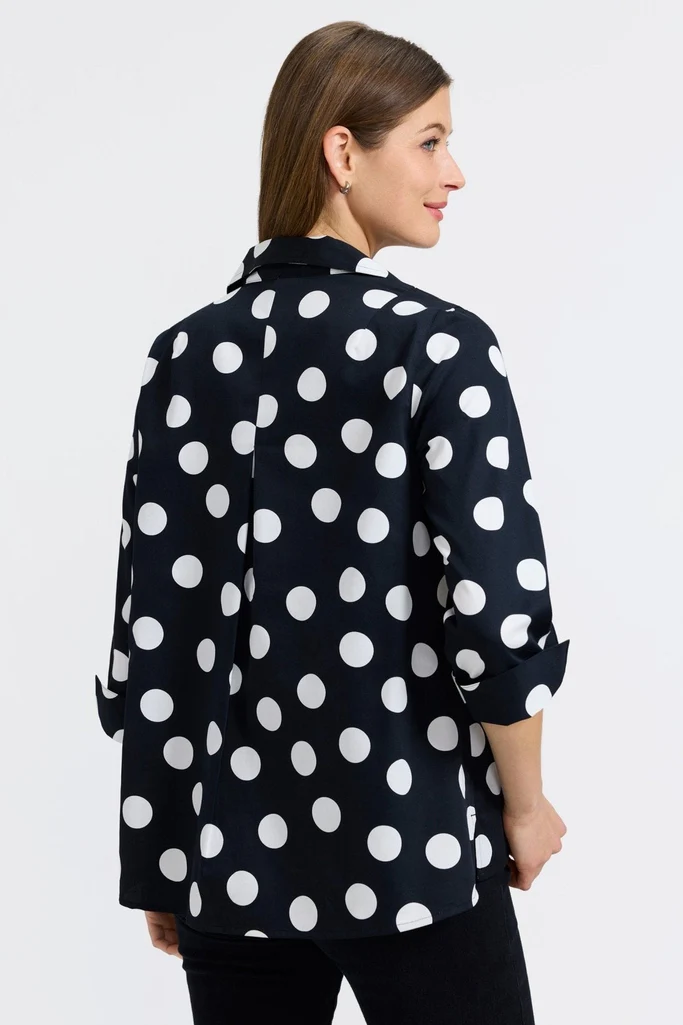 Agnes Polka Dot 3/4 Sleeve Popover Shirt - Image 8