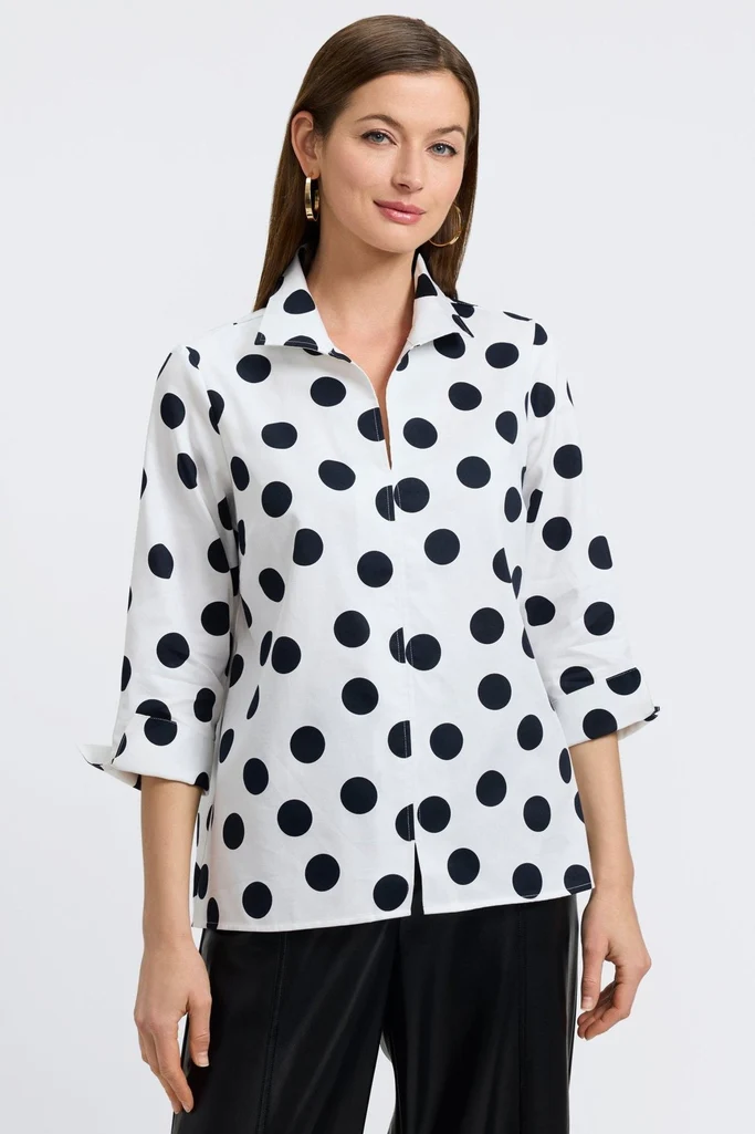 Agnes Polka Dot 3/4 Sleeve Popover Shirt - Image 9