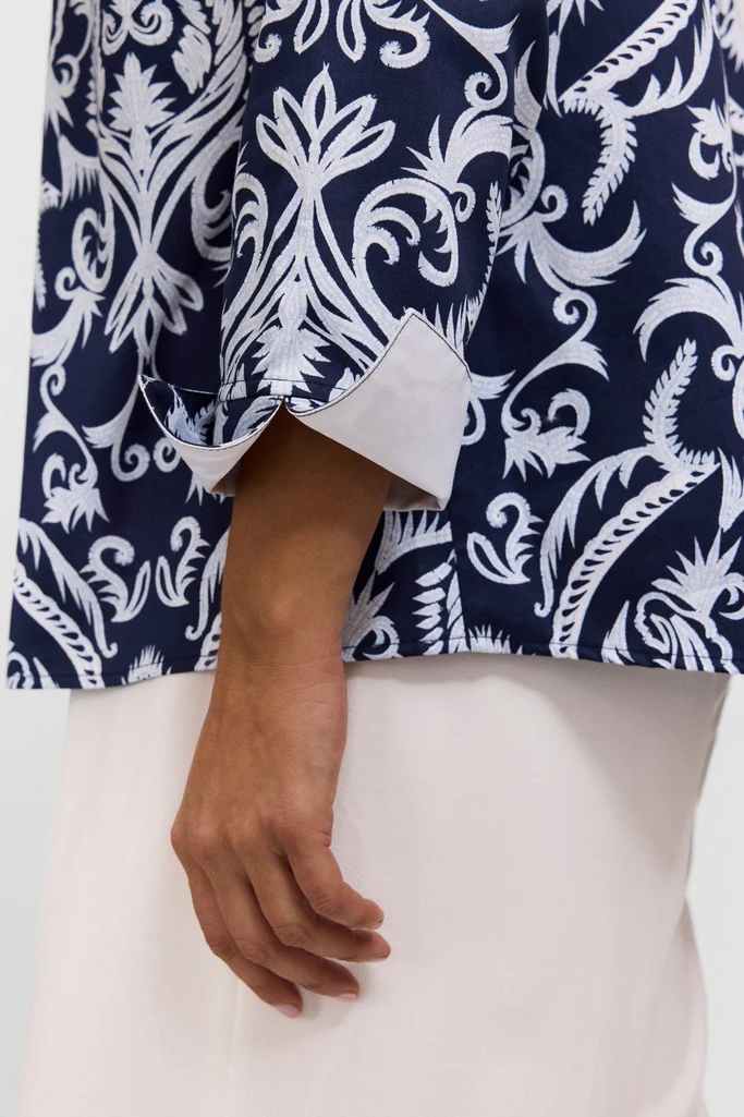Agnes Printed Damask Long Sleeve Popover Shirt - Image 5