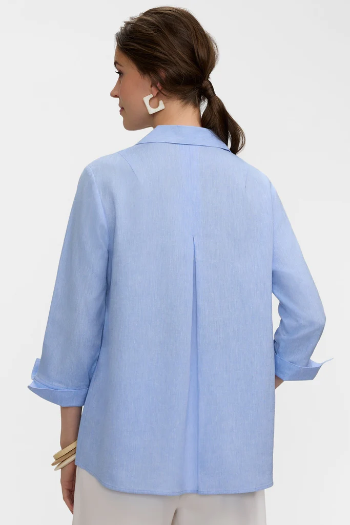 Agnes Solid Linen Blend 3/4 Sleeve Shirt - Image 11