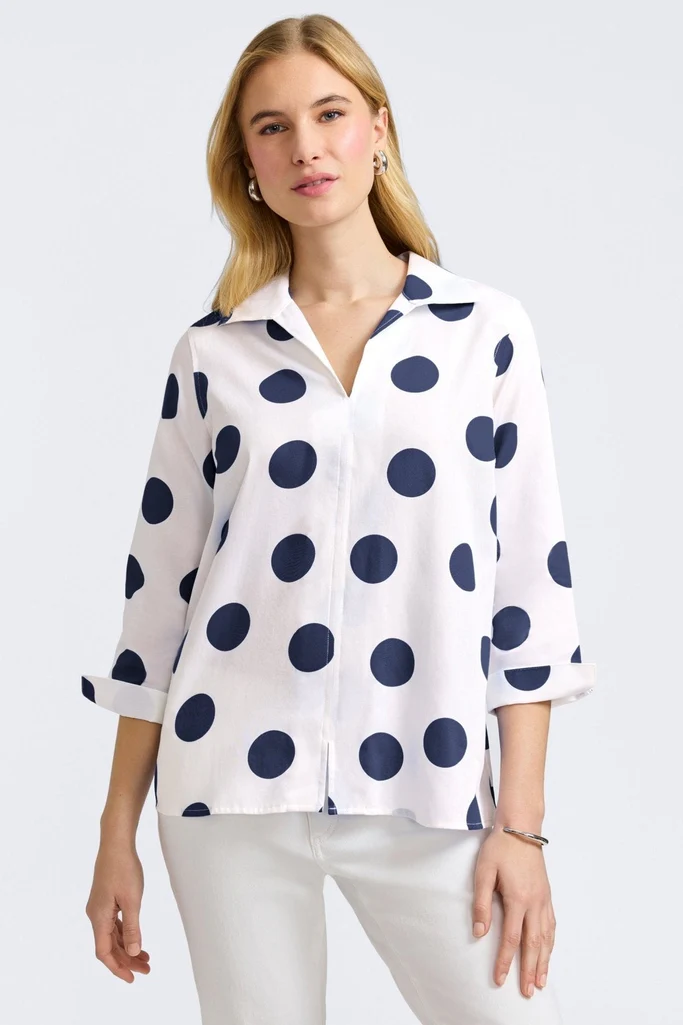 Agnes Springtime Dot 3/4 Sleeve Popover Shirt - Image 10