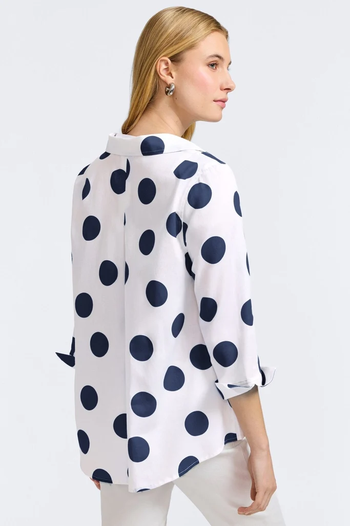 Agnes Springtime Dot 3/4 Sleeve Popover Shirt - Image 13