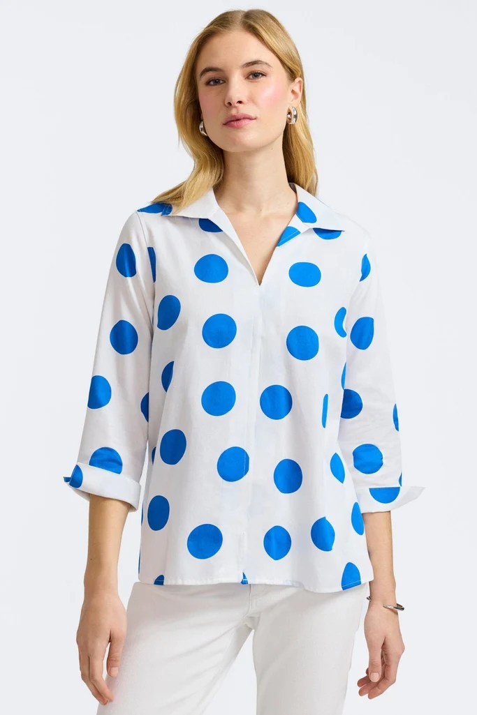 Agnes Springtime Dot 3/4 Sleeve Popover Shirt - Image 3