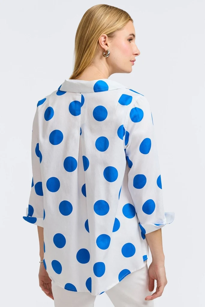 Agnes Springtime Dot 3/4 Sleeve Popover Shirt - Image 5