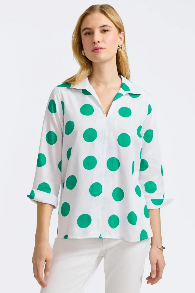 Agnes Springtime Dot 3/4 Sleeve Popover Shirt - Image 6