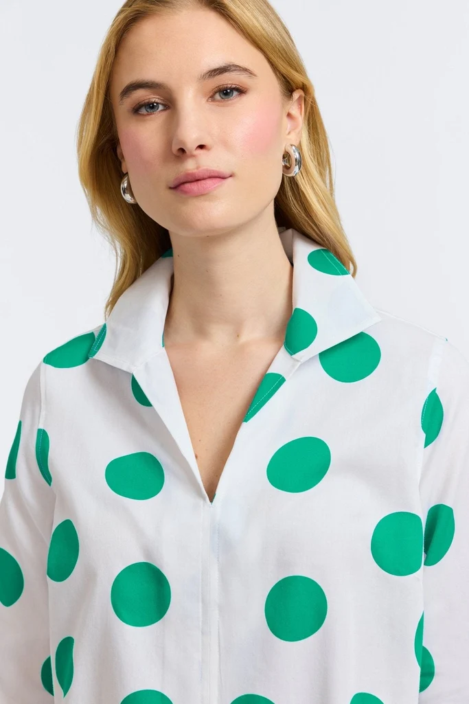 Agnes Springtime Dot 3/4 Sleeve Popover Shirt - Image 7
