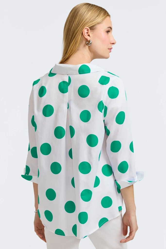 Agnes Springtime Dot 3/4 Sleeve Popover Shirt - Image 9