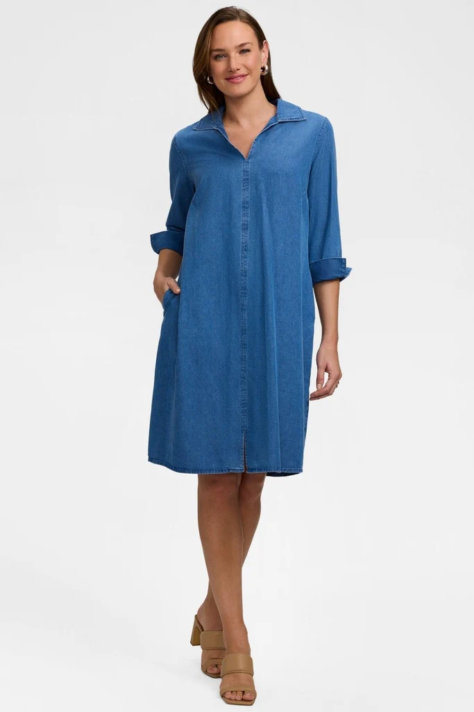 Agnes Tencel® Denim 3/4 Sleeve Dress - Image 6