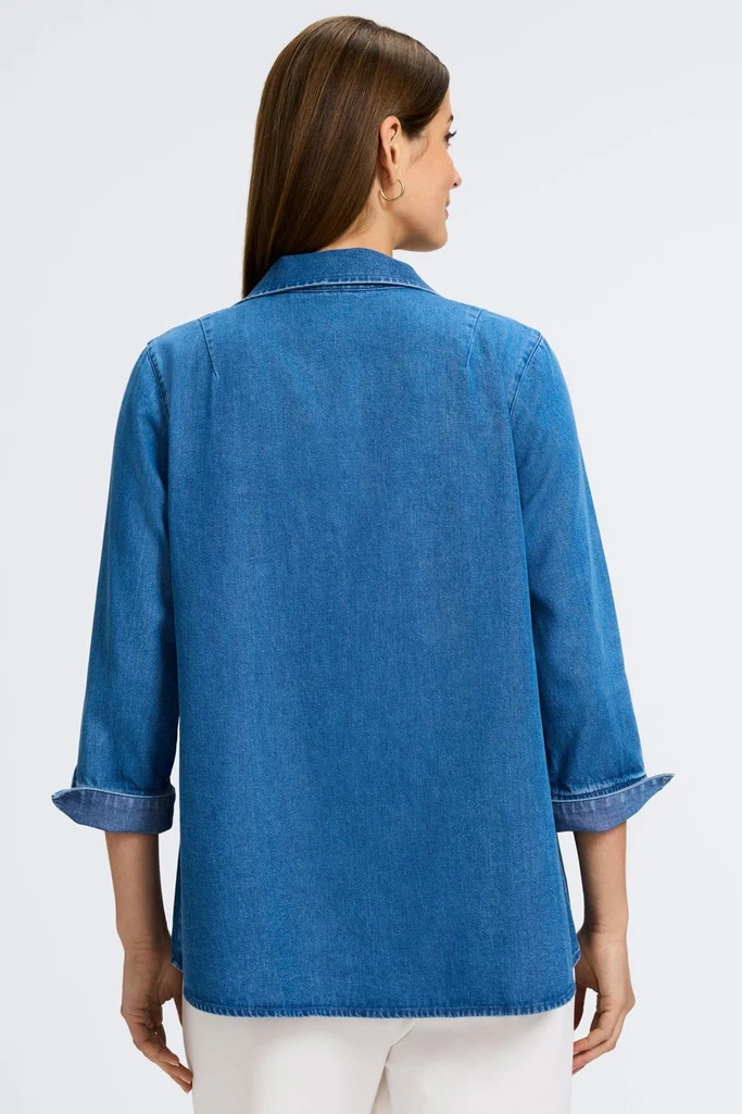 Agnes Tencel® Denim 3/4 Sleeve Popover Shirt - Image 10
