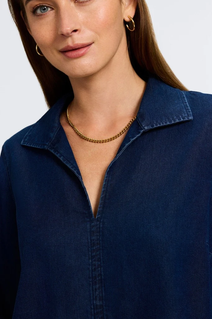 Agnes Tencel® Denim 3/4 Sleeve Popover Shirt - Image 12