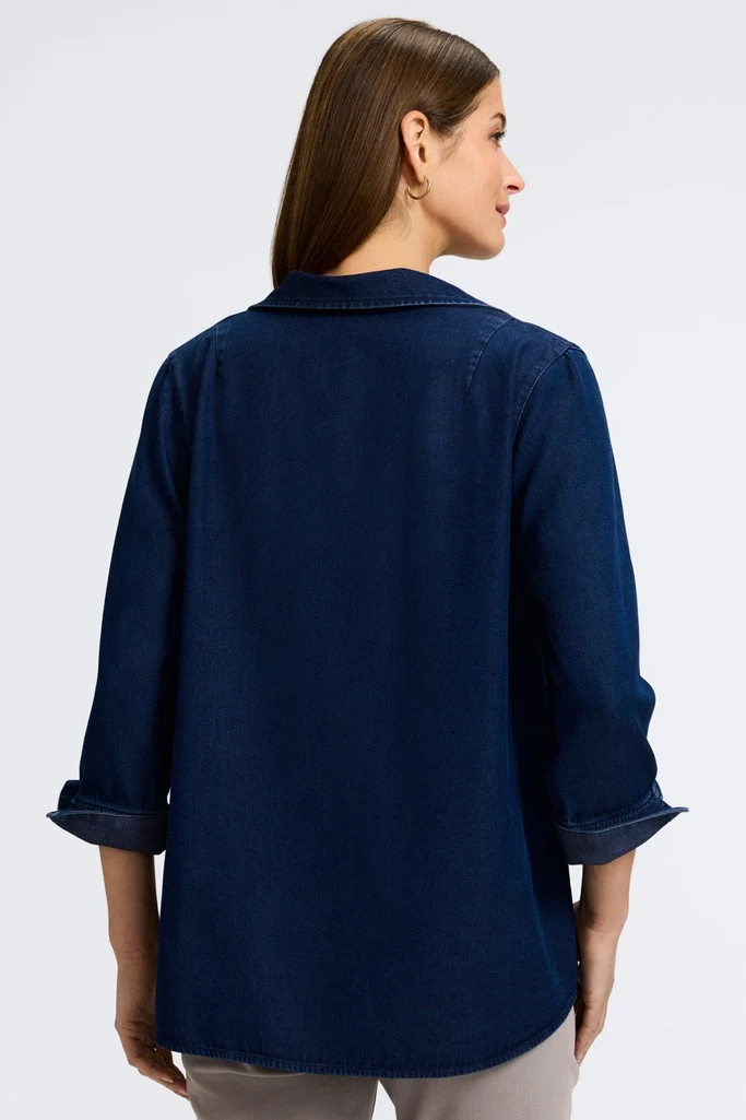 Agnes Tencel® Denim 3/4 Sleeve Popover Shirt - Image 14