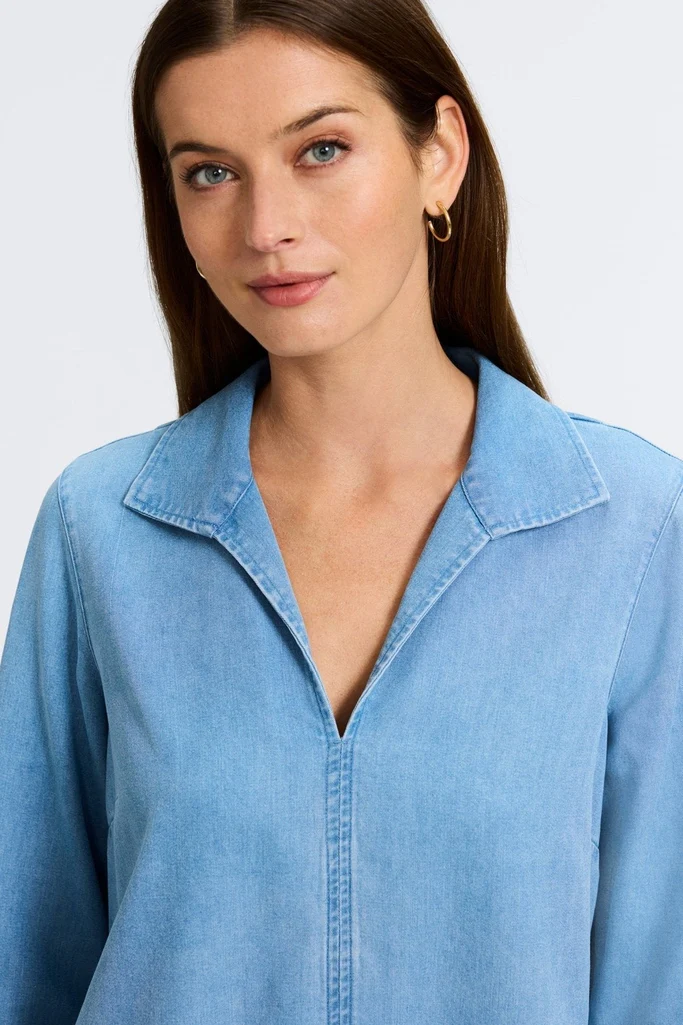 Agnes Tencel® Denim 3/4 Sleeve Popover Shirt - Image 4